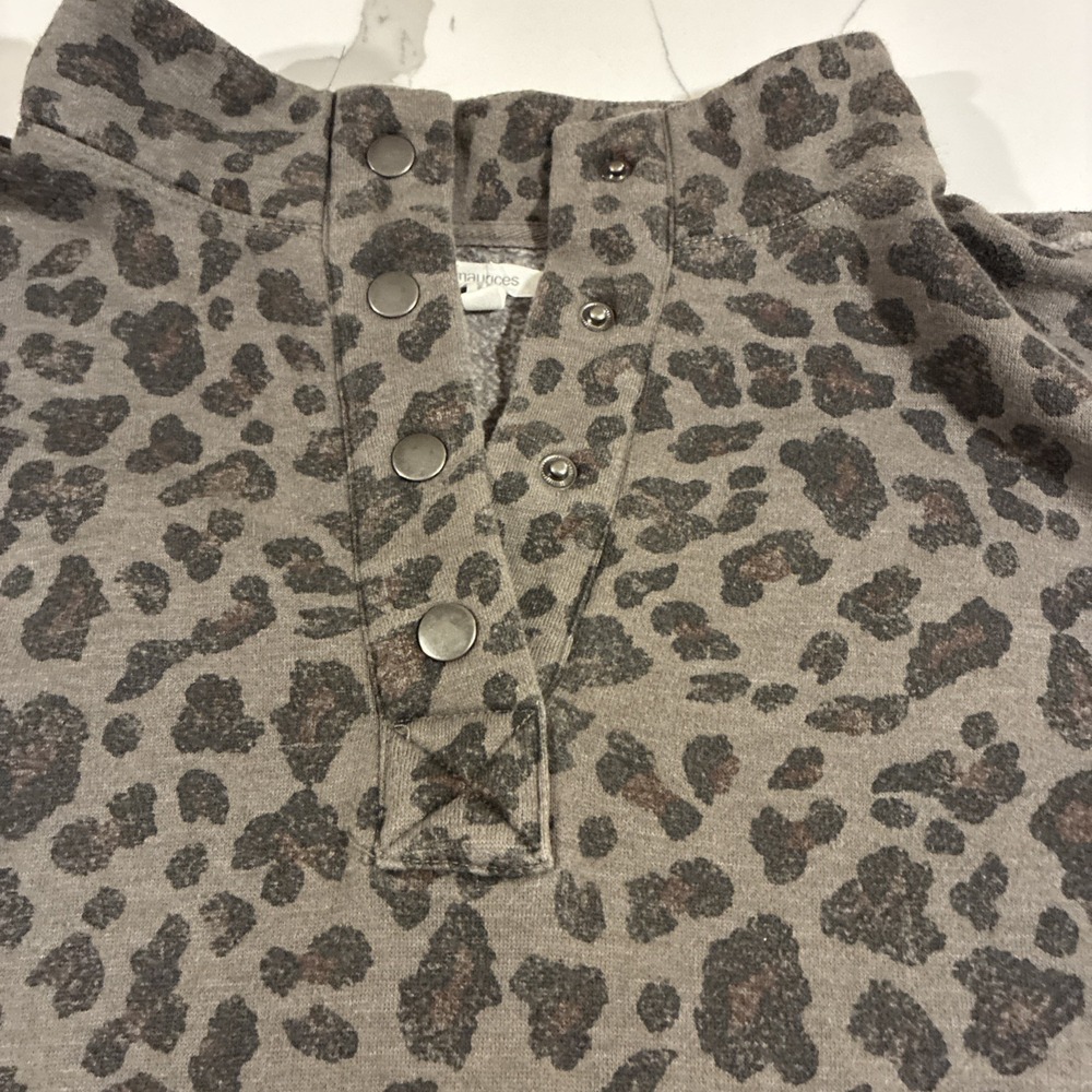 Maurices Animal Print Snap Button Fleece Sweatshirt - Picture 6 of 12